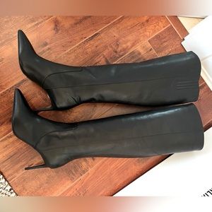 Black Leather Knee Boots